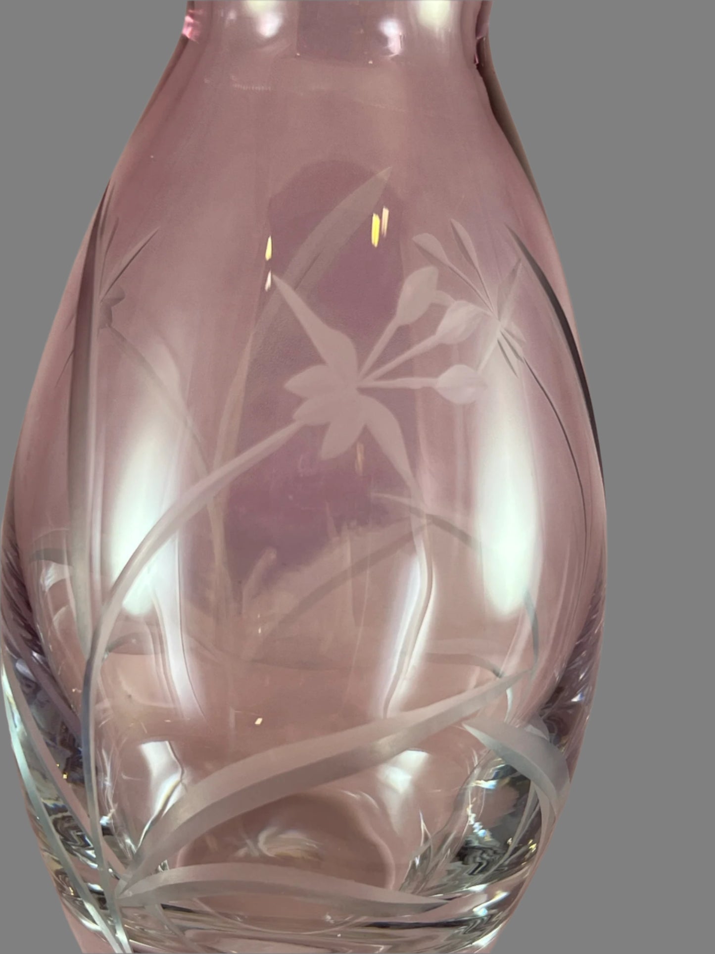 Lenox Clear/Amethyst Etched 8.75 Ruffle Edge Vase