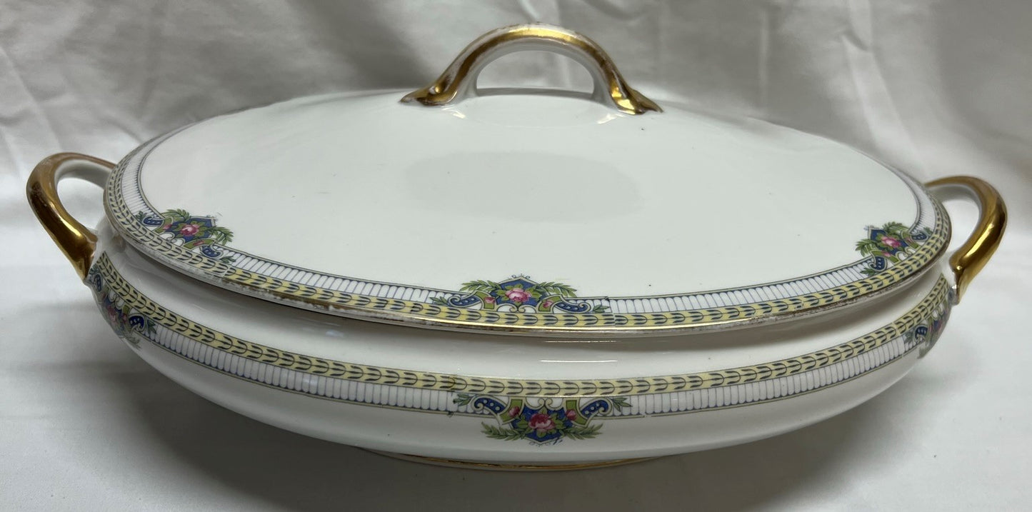 Noritake Montclare Covered Vegetable Bowl Nippon Green M Backstamp Antique