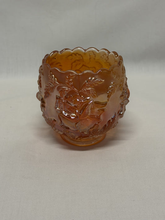 Dugan Marigold Carnival Glass Wreath of Roses Antique Rose Bowl