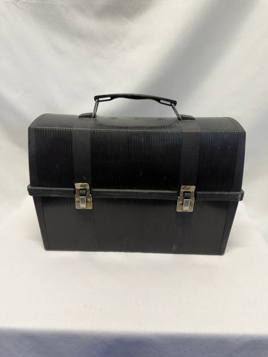 Aladdin Lunchbox Vintage Black Pail Plastic Dome 12.25x8.5x5.5 No Thermos