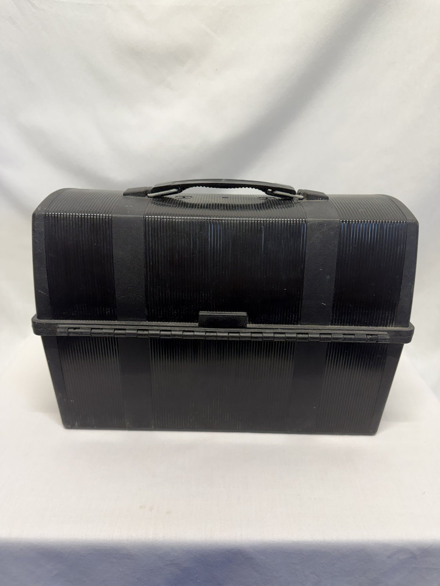 Aladdin Lunchbox Vintage Black Pail Plastic Dome 12.25x8.5x5.5 No Thermos