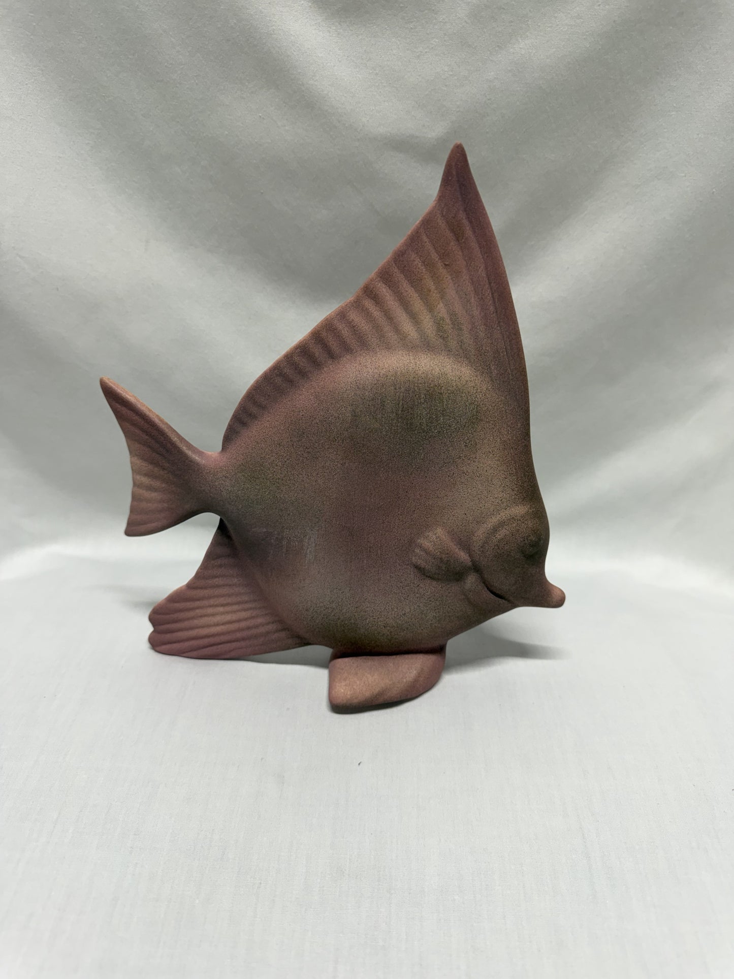 Ceramic Angelfish Set of Two Pink & Teal 9in Beach Vibe Bathroom Decor
