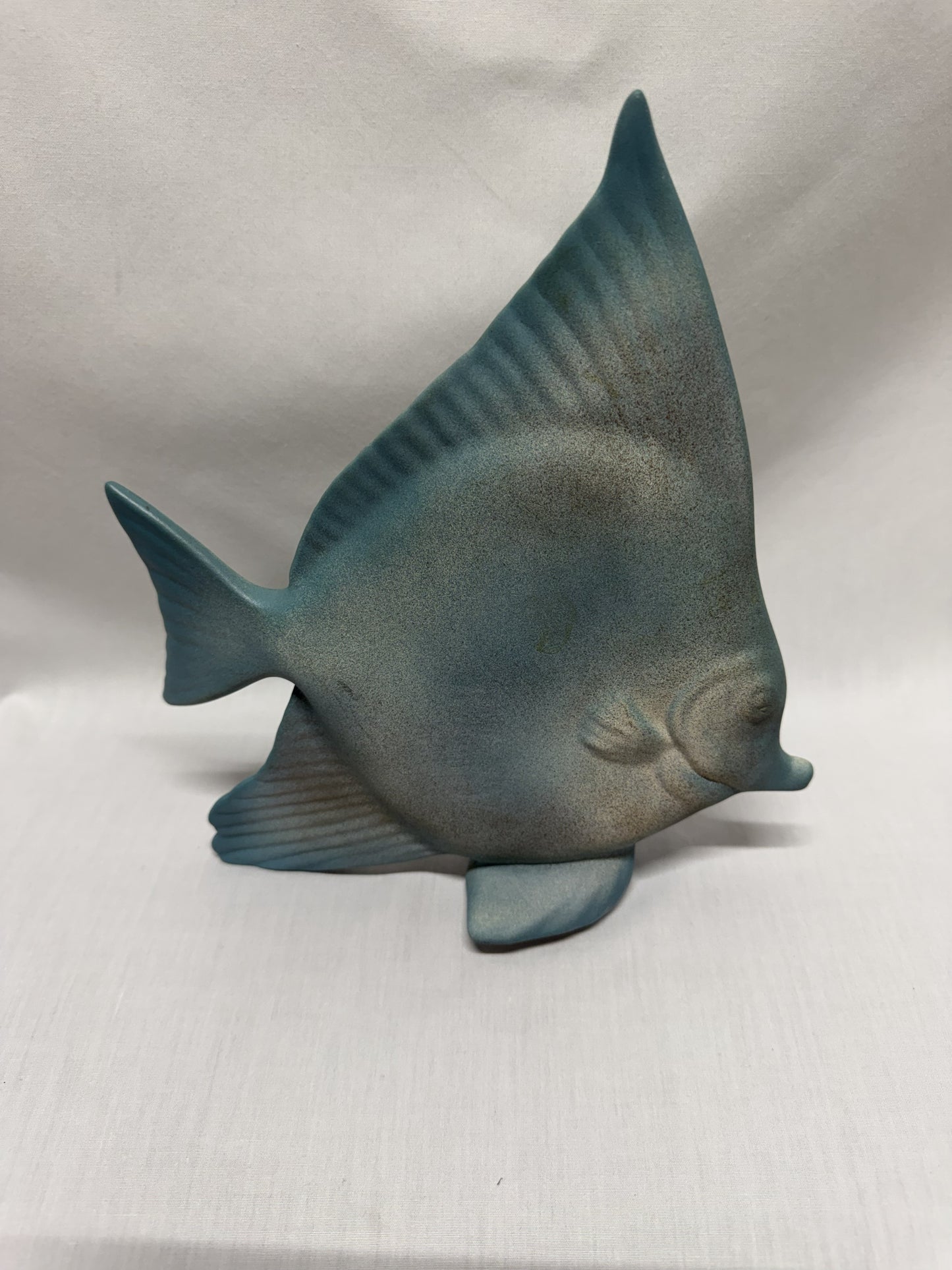 Ceramic Angelfish Set of Two Pink & Teal 9in Beach Vibe Bathroom Decor