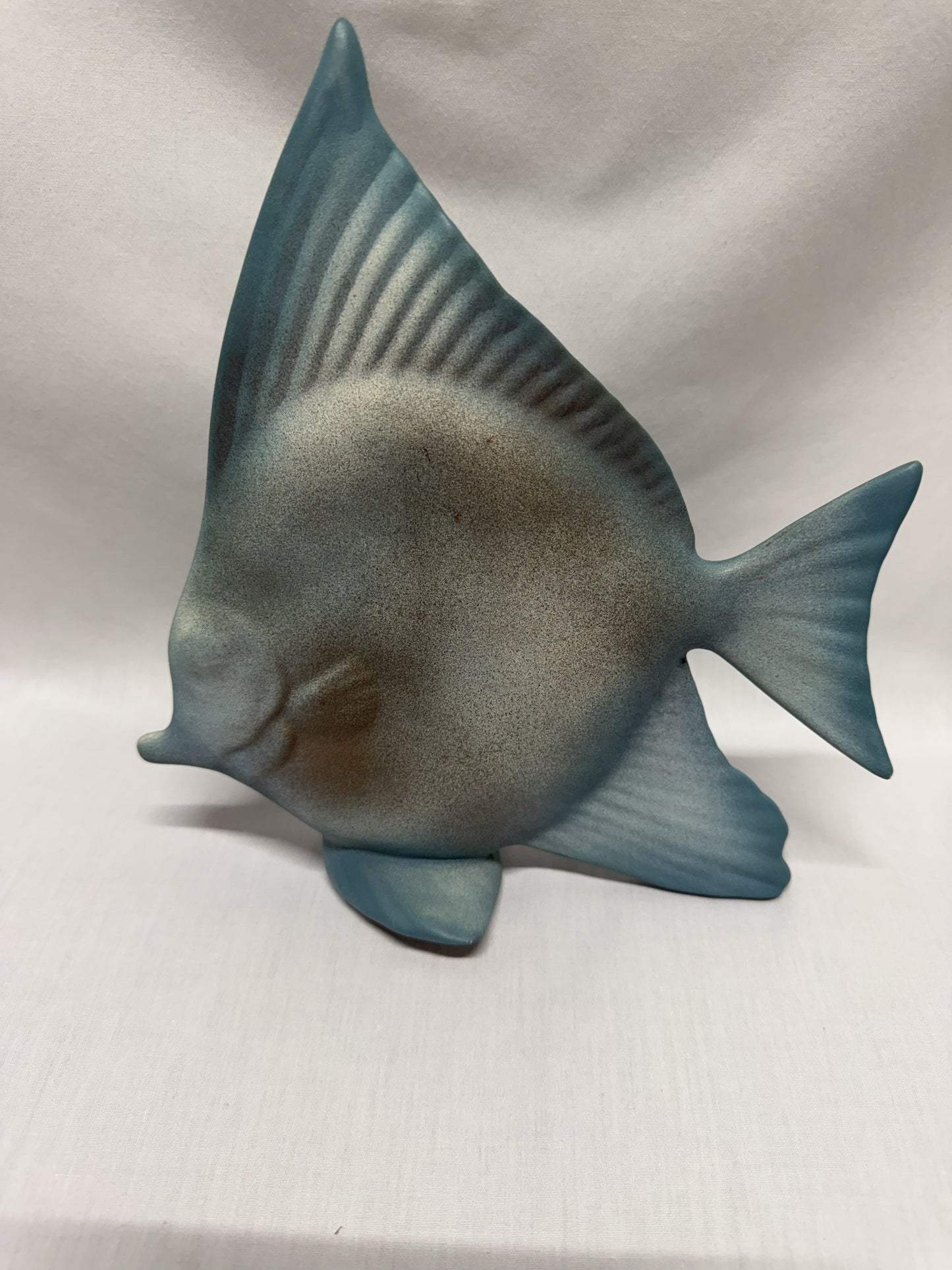 Ceramic Angelfish Set of Two Pink & Teal 9in Beach Vibe Bathroom Decor