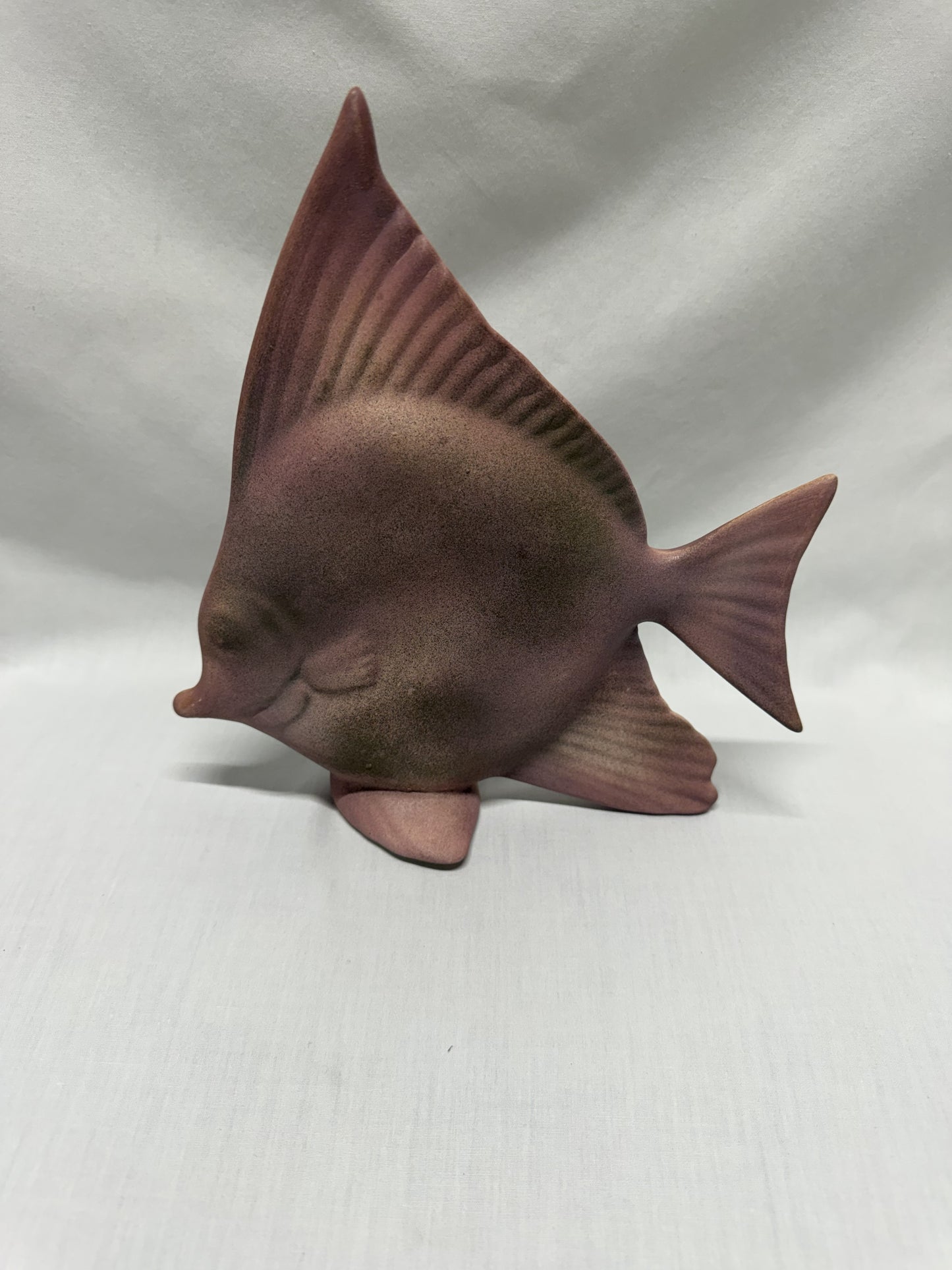 Ceramic Angelfish Set of Two Pink & Teal 9in Beach Vibe Bathroom Decor