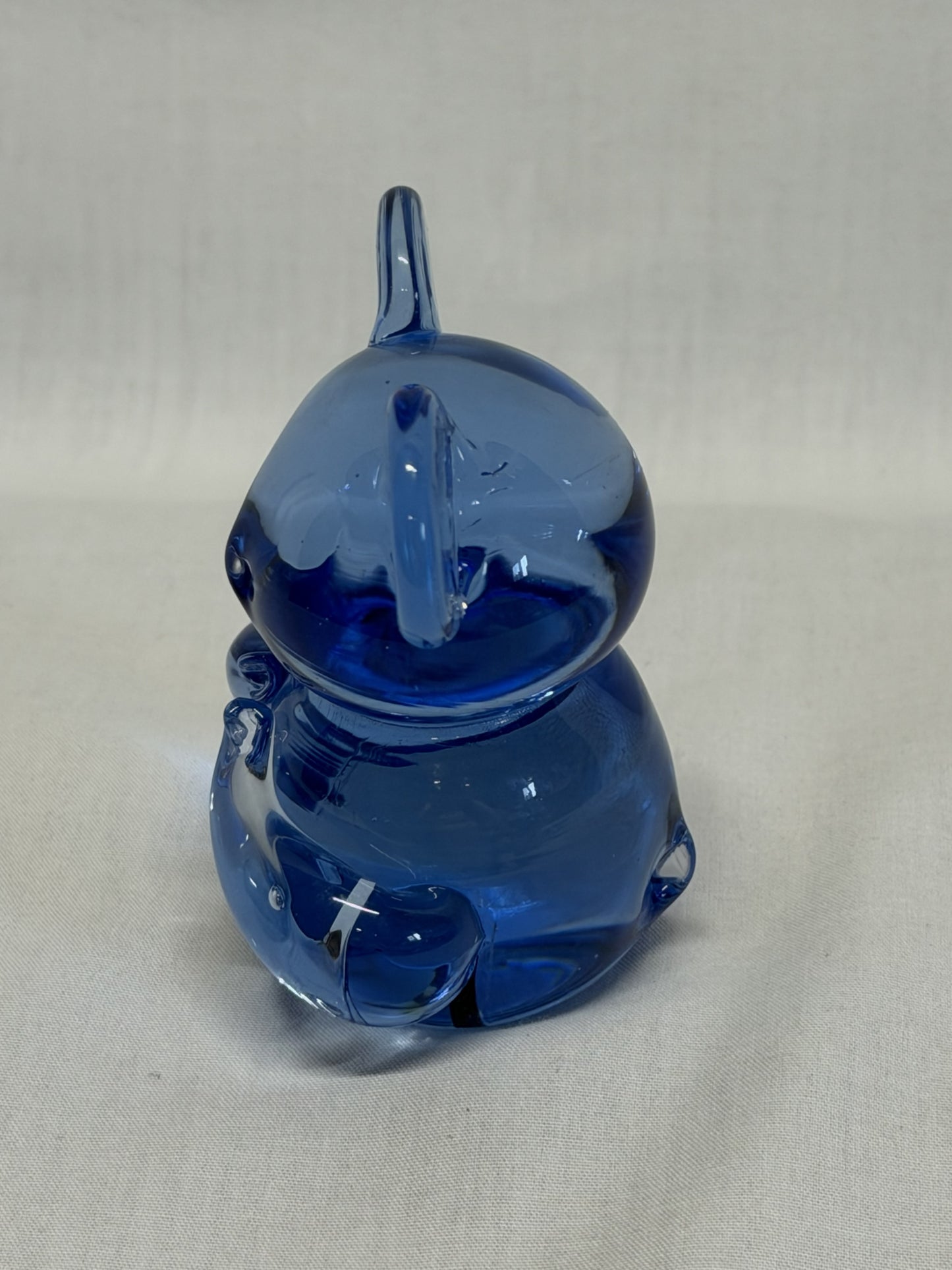 Blue Art Glass Bear Paperweight Figurine Handblown Vintage 3 in