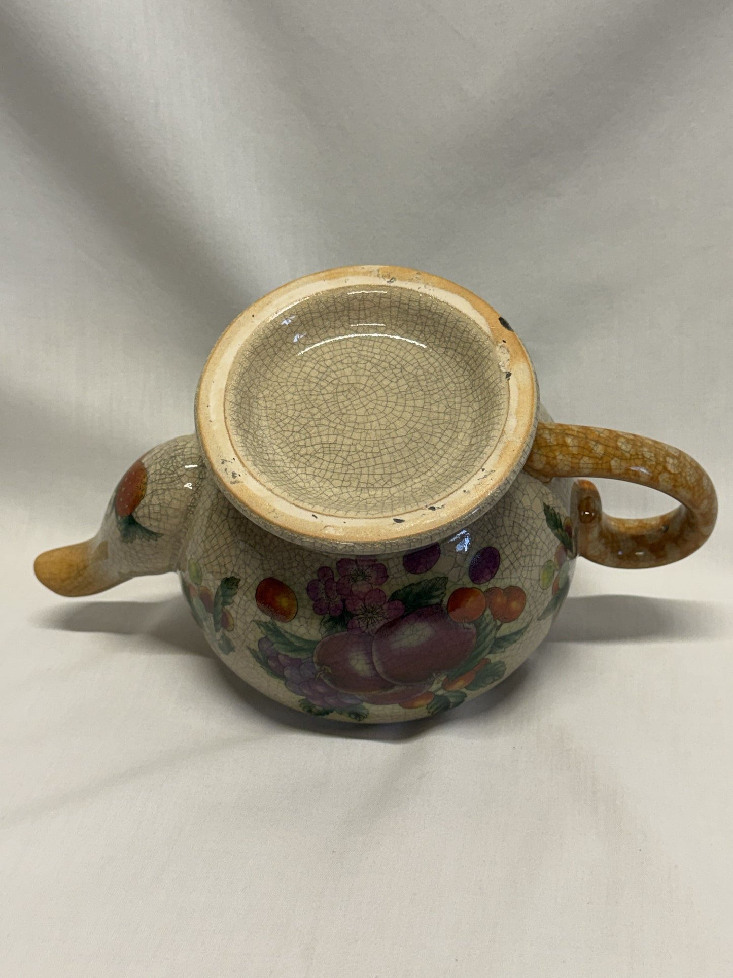 Crackled Glass Teapot Strawberry Apple Grapes Cherries