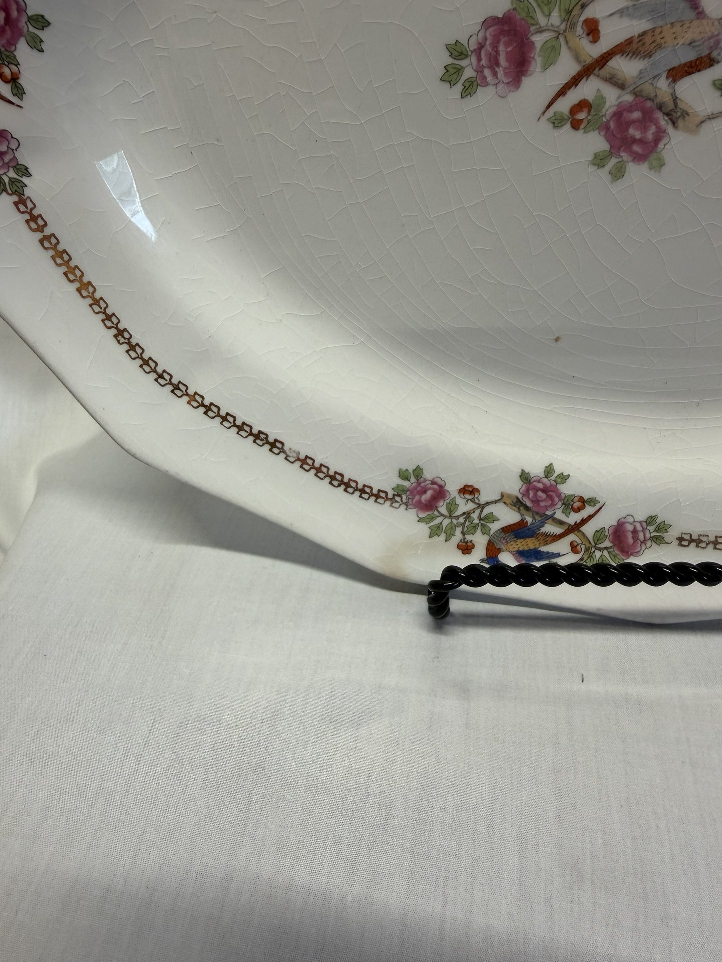 F. C. & Co. Martha Washington Antique Platter Pheasants and Flora
