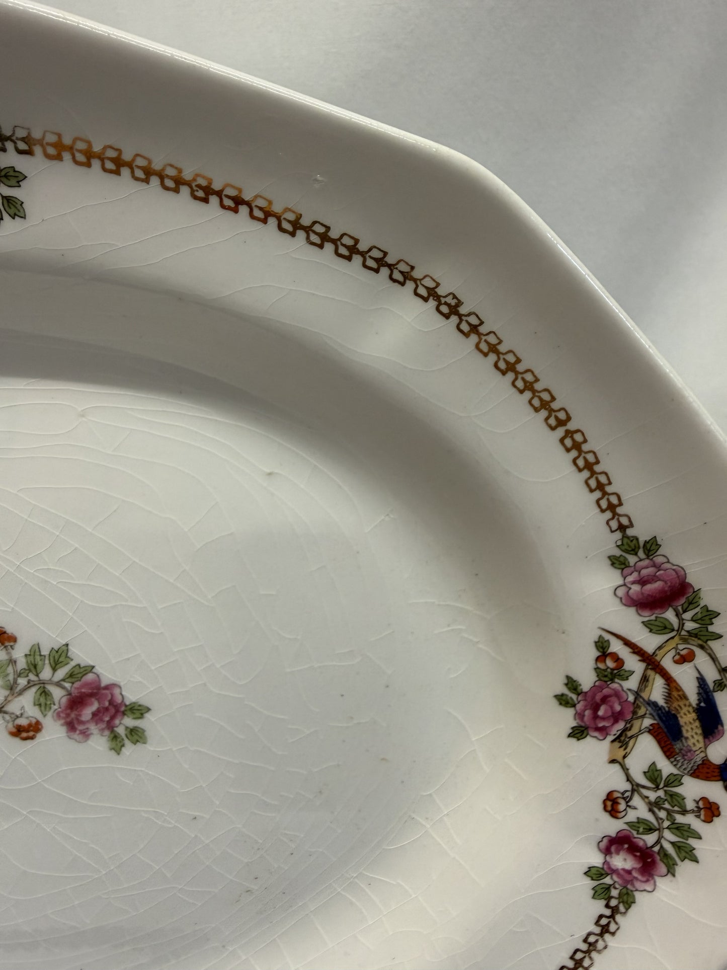 F. C. & Co. Martha Washington Antique Platter Pheasants and Flora