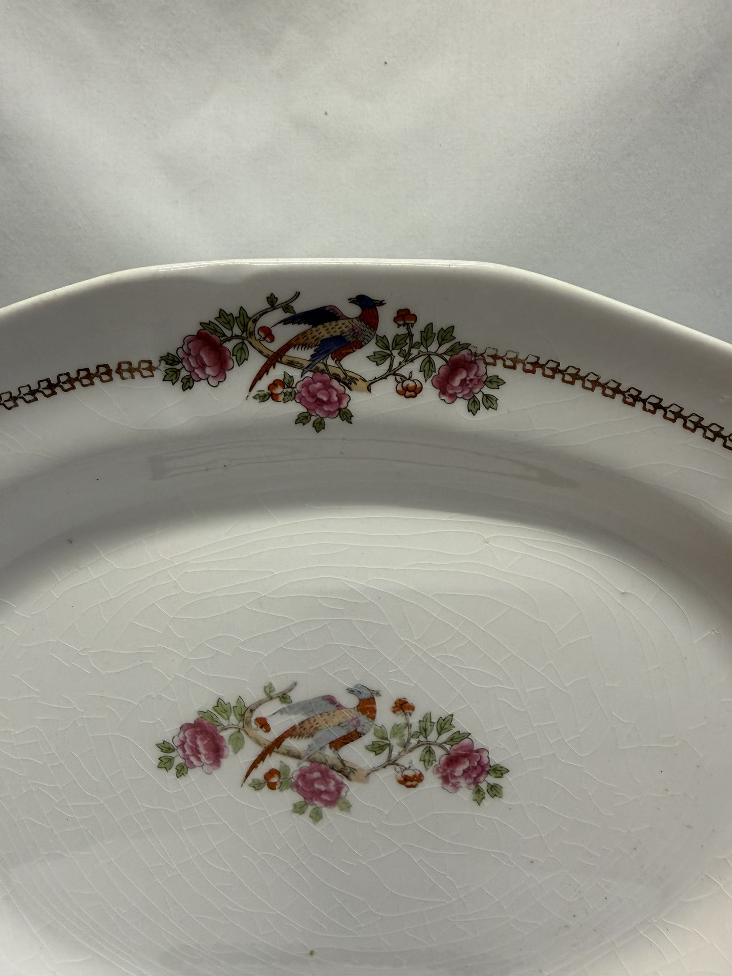 F. C. & Co. Martha Washington Antique Platter Pheasants and Flora