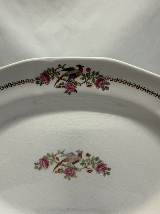 F. C. & Co. Martha Washington Antique Platter Pheasants and Flora