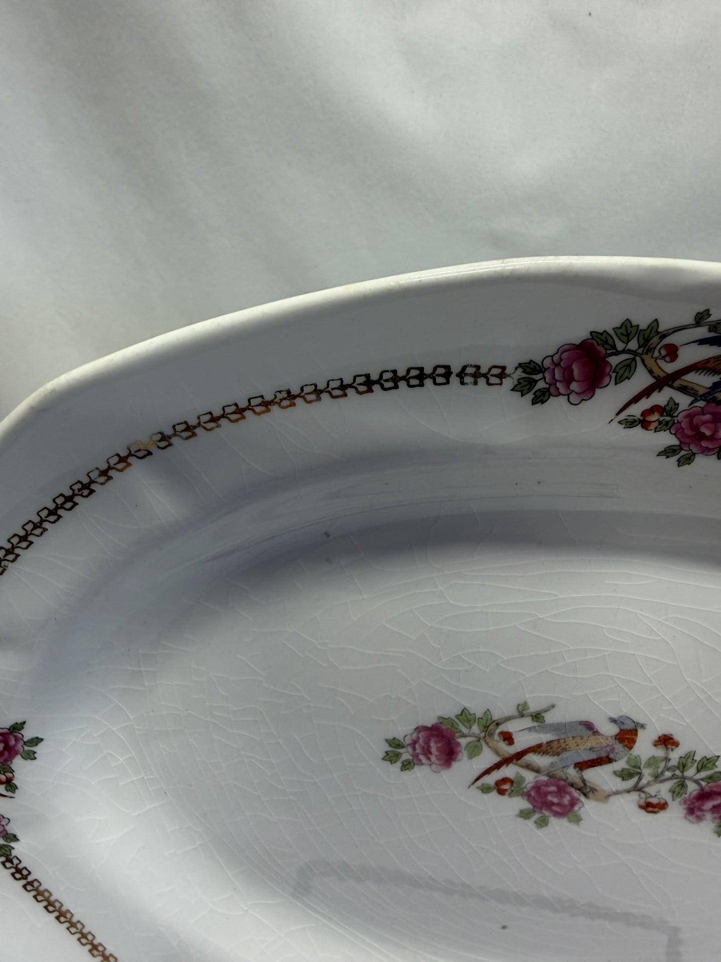 F. C. & Co. Martha Washington Antique Platter Pheasants and Flora