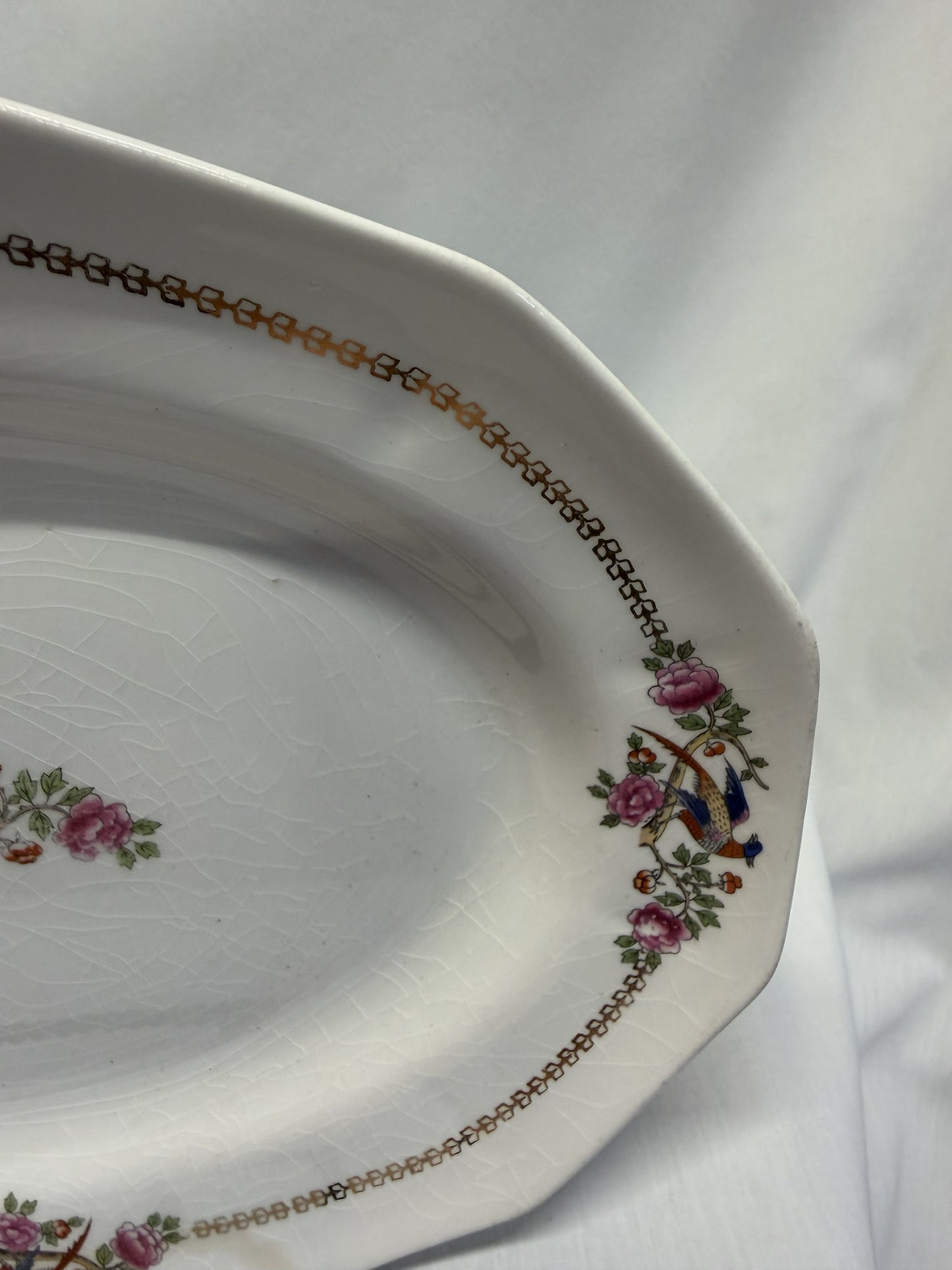 F. C. & Co. Martha Washington Antique Platter Pheasants and Flora