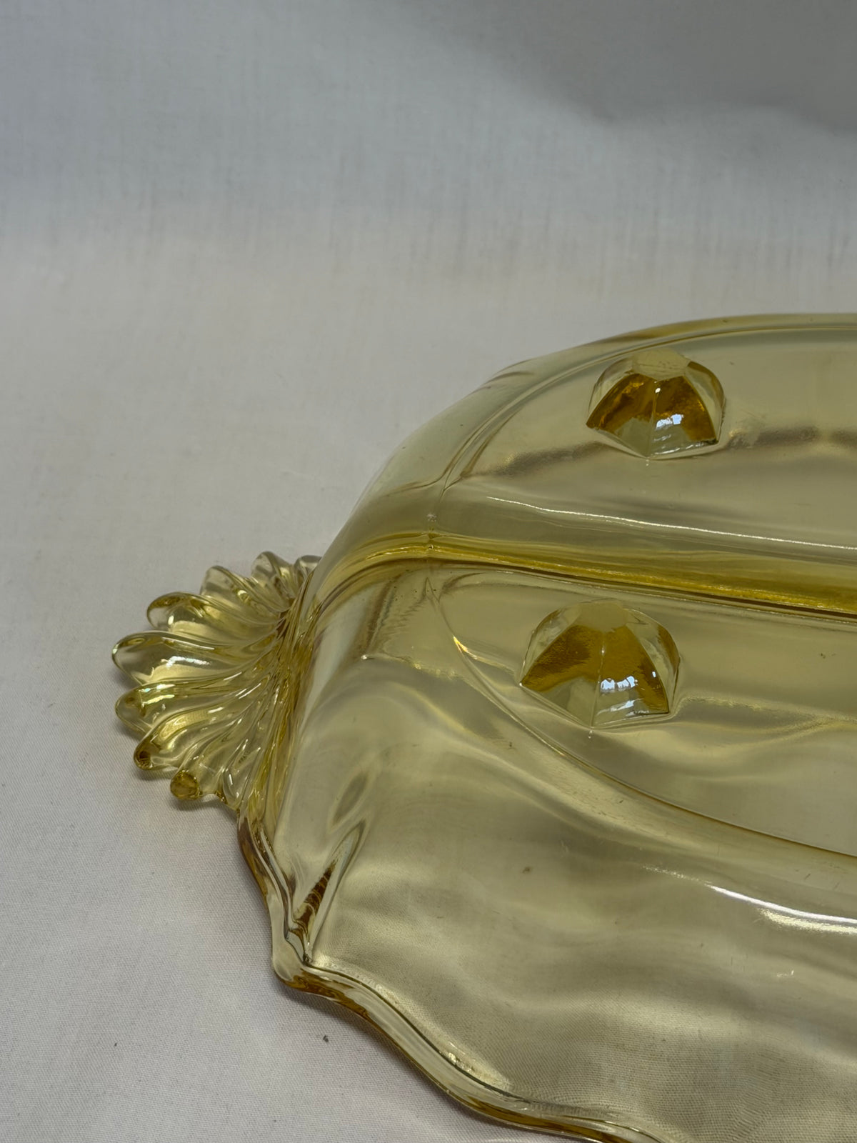 Vintage Fostoria Baroque Topaz Yellow Depression Glass 3-Part Relish Dish 12"