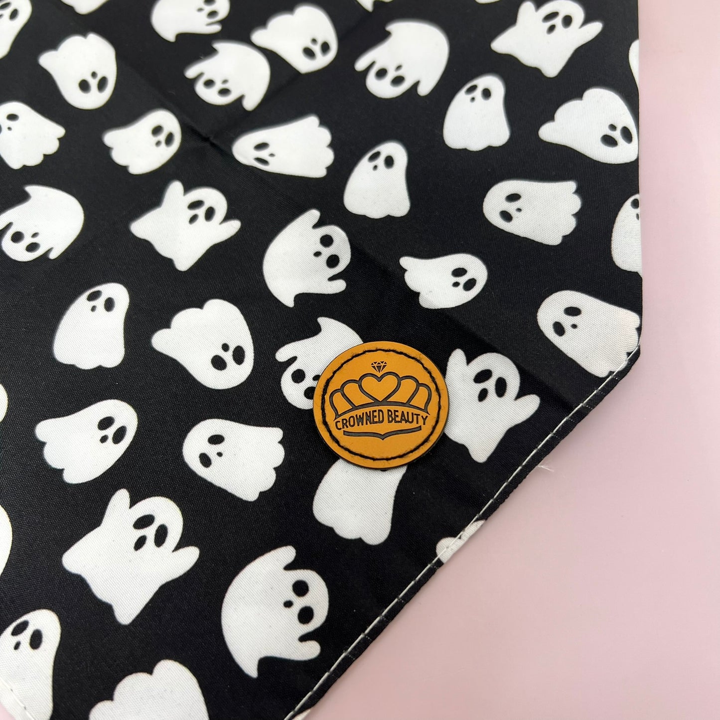 Crowned Beauty Dog Bandanas Reversible Ghost/Plaid Boo/Polka Dots
