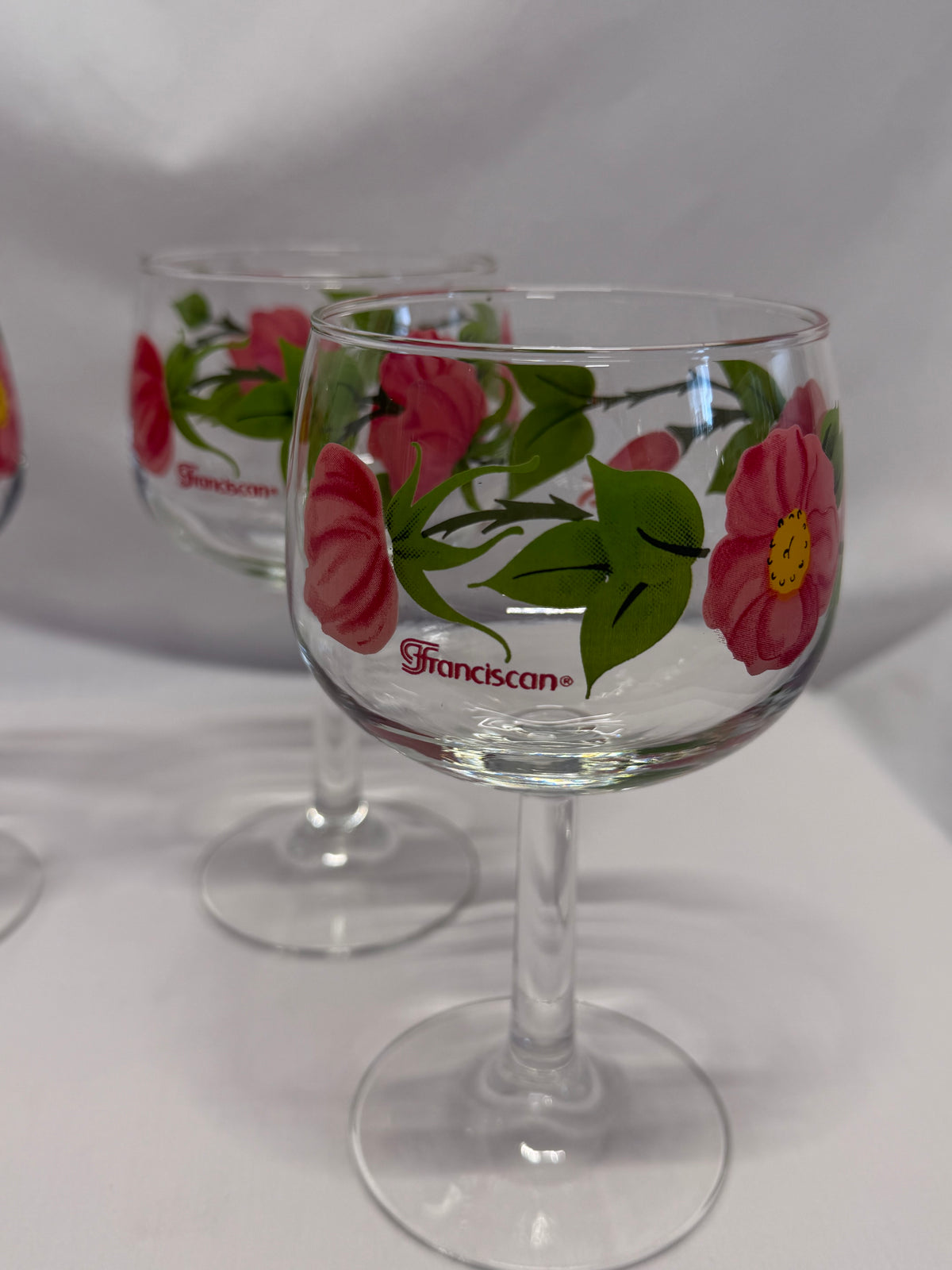 Vintage Franciscan Desert Rose Glass Goblet 6 1/2" Water Wine France