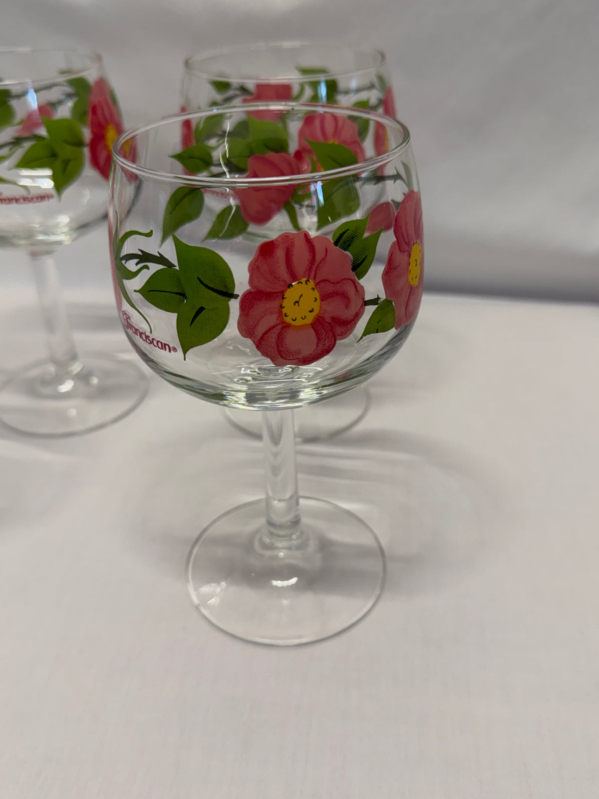 Vintage Franciscan Desert Rose Glass Goblet 6 1/2" Water Wine France