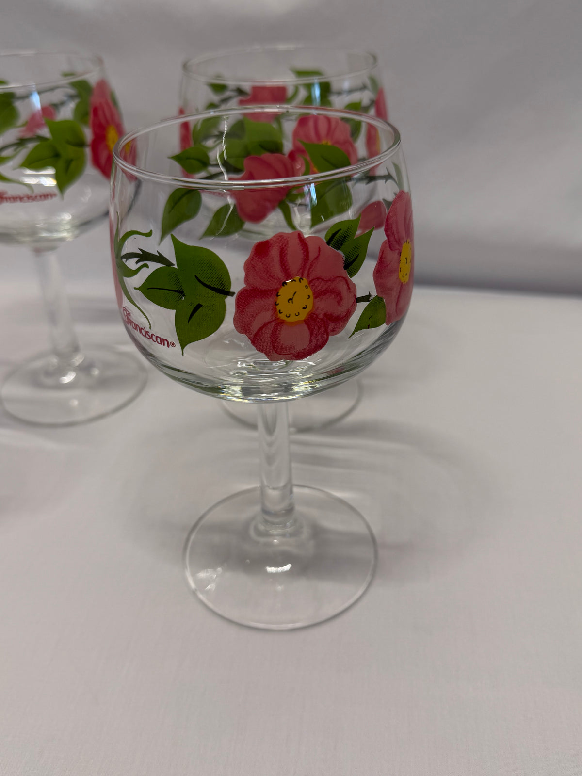 Vintage Franciscan Desert Rose Glass Goblet 6 1/2" Water Wine France