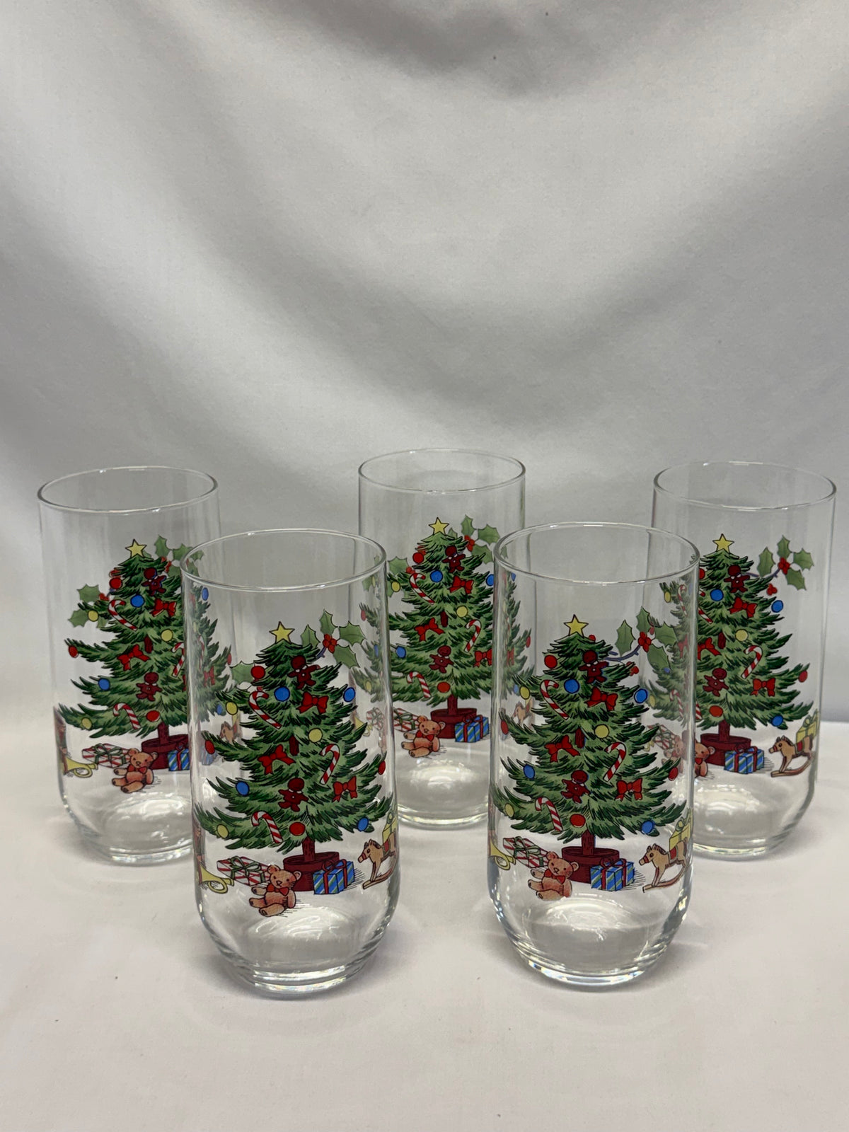 Vintage Luminarc Noel Christmas Glasses Set of 5 Holiday Hostess Tumblers