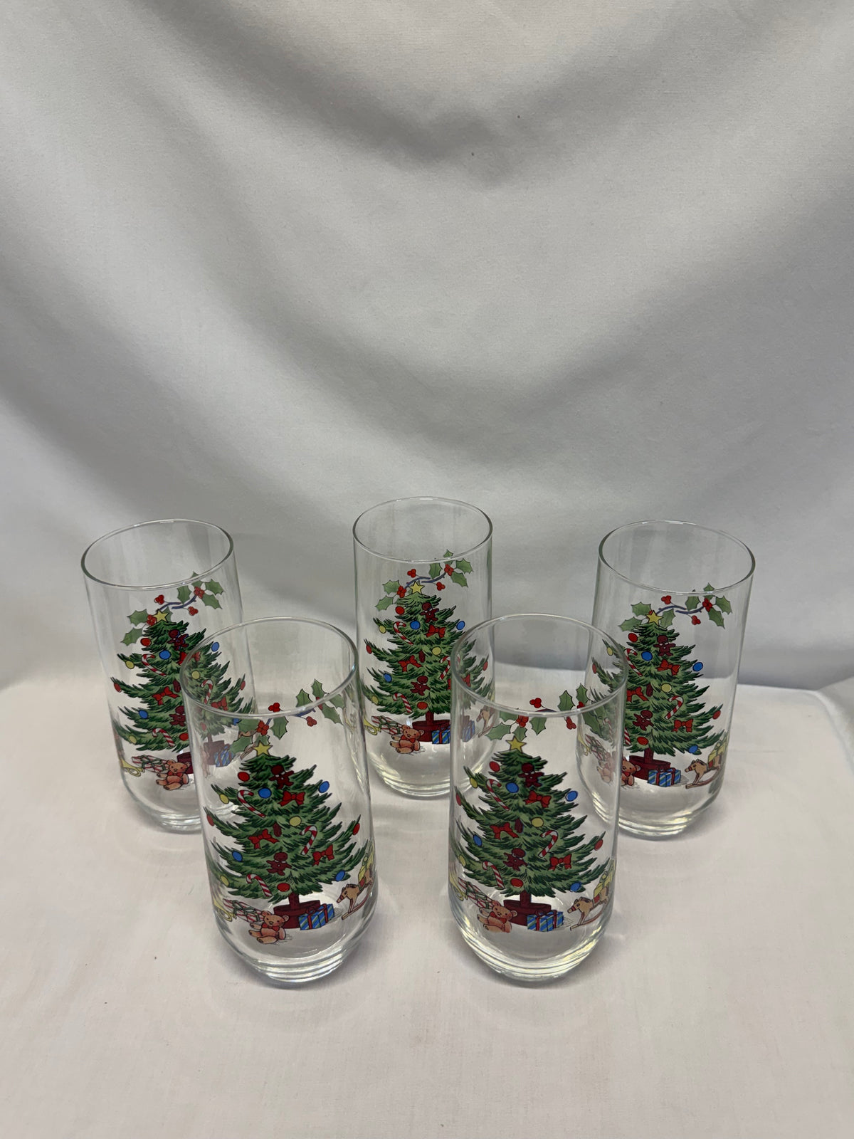Vintage Luminarc Noel Christmas Glasses Set of 5 Holiday Hostess Tumblers