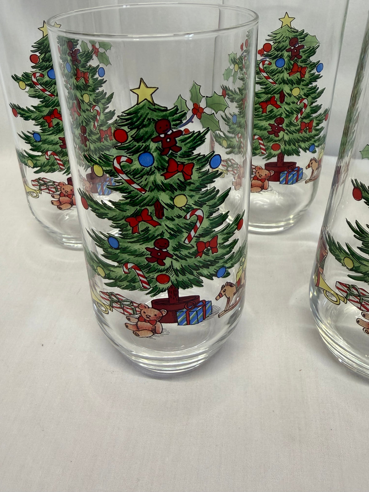 Vintage Luminarc Noel Christmas Glasses Set of 5 Holiday Hostess Tumblers
