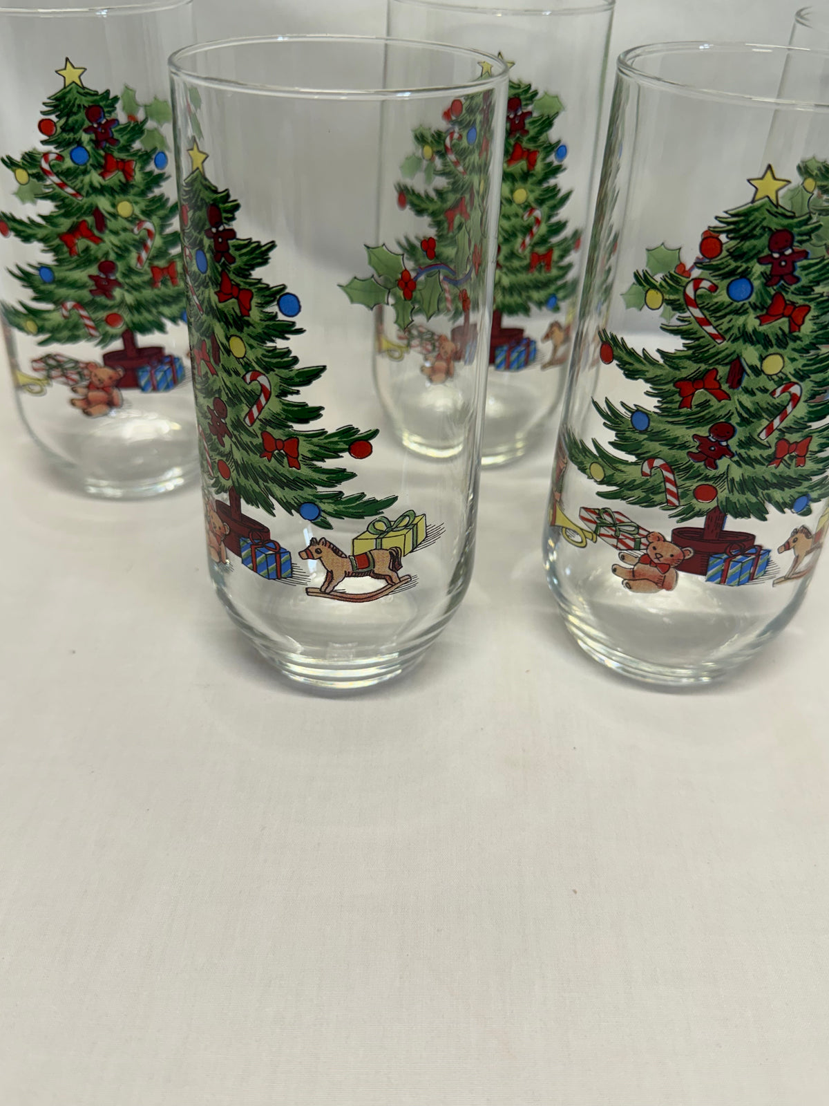 Vintage Luminarc Noel Christmas Glasses Set of 5 Holiday Hostess Tumblers