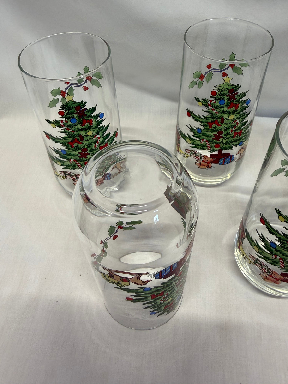 Vintage Luminarc Noel Christmas Glasses Set of 5 Holiday Hostess Tumblers