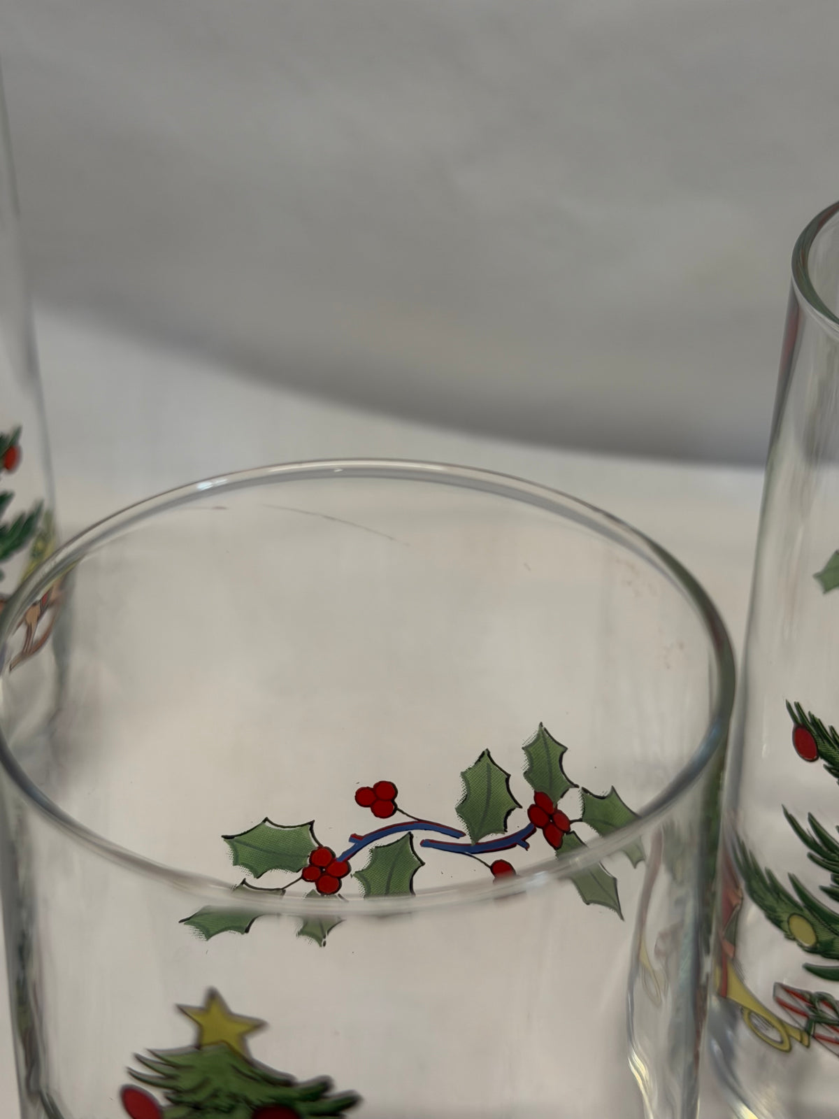 Vintage Luminarc Noel Christmas Glasses Set of 5 Holiday Hostess Tumblers