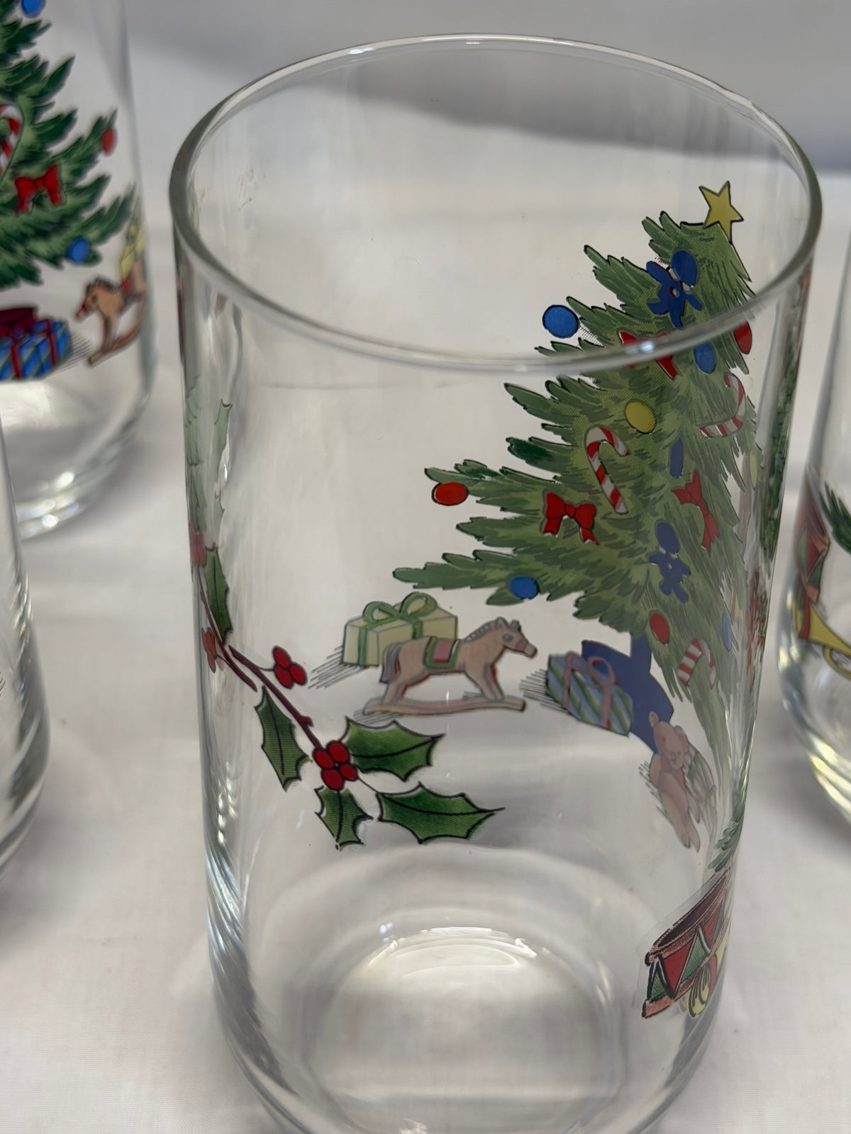 Vintage Luminarc Noel Christmas Glasses Set of 5 Holiday Hostess Tumblers