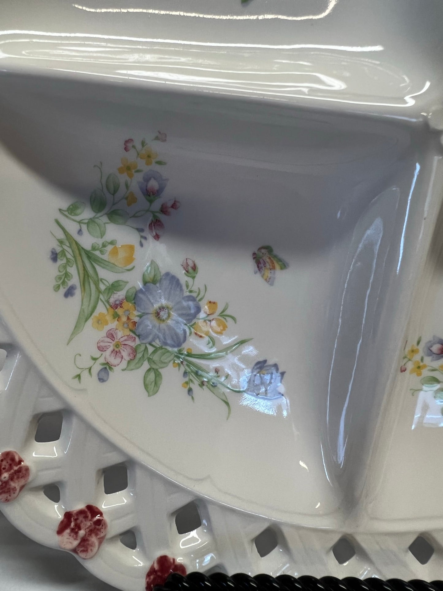 Vintage Hand-Painted Floral Divided Plate Made in Japan