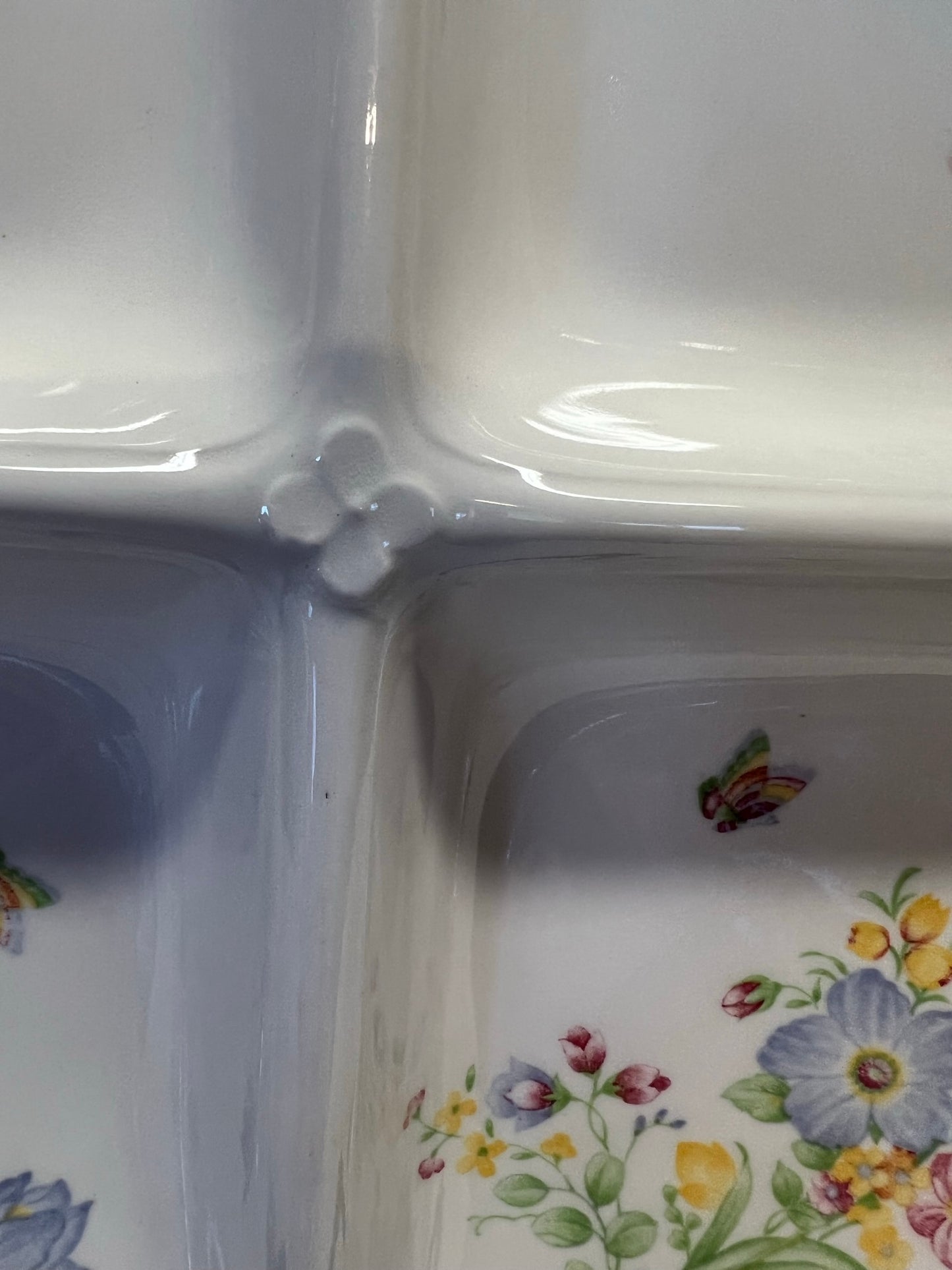 Vintage Hand-Painted Floral Divided Plate Made in Japan