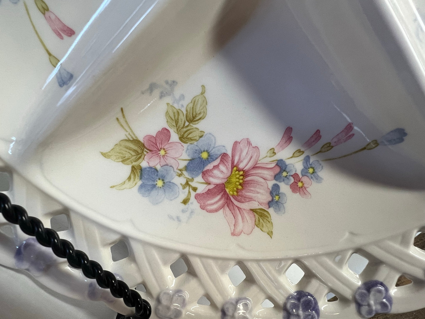 Vintage Hand-Painted Floral Divided Plate Made in Japan
