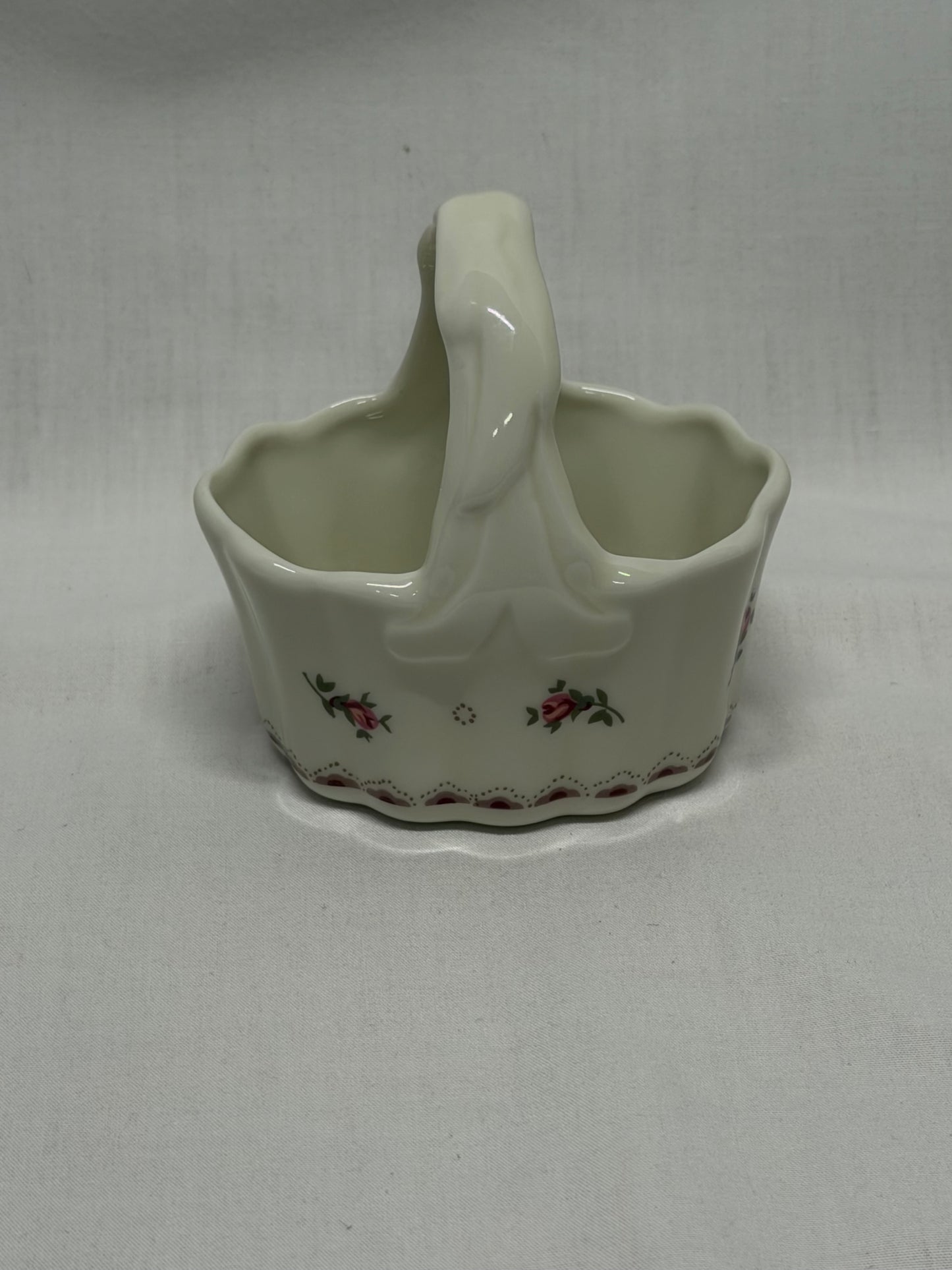 Porcelain Basket Made in Japan Trinket Dish Match Stick Holder
