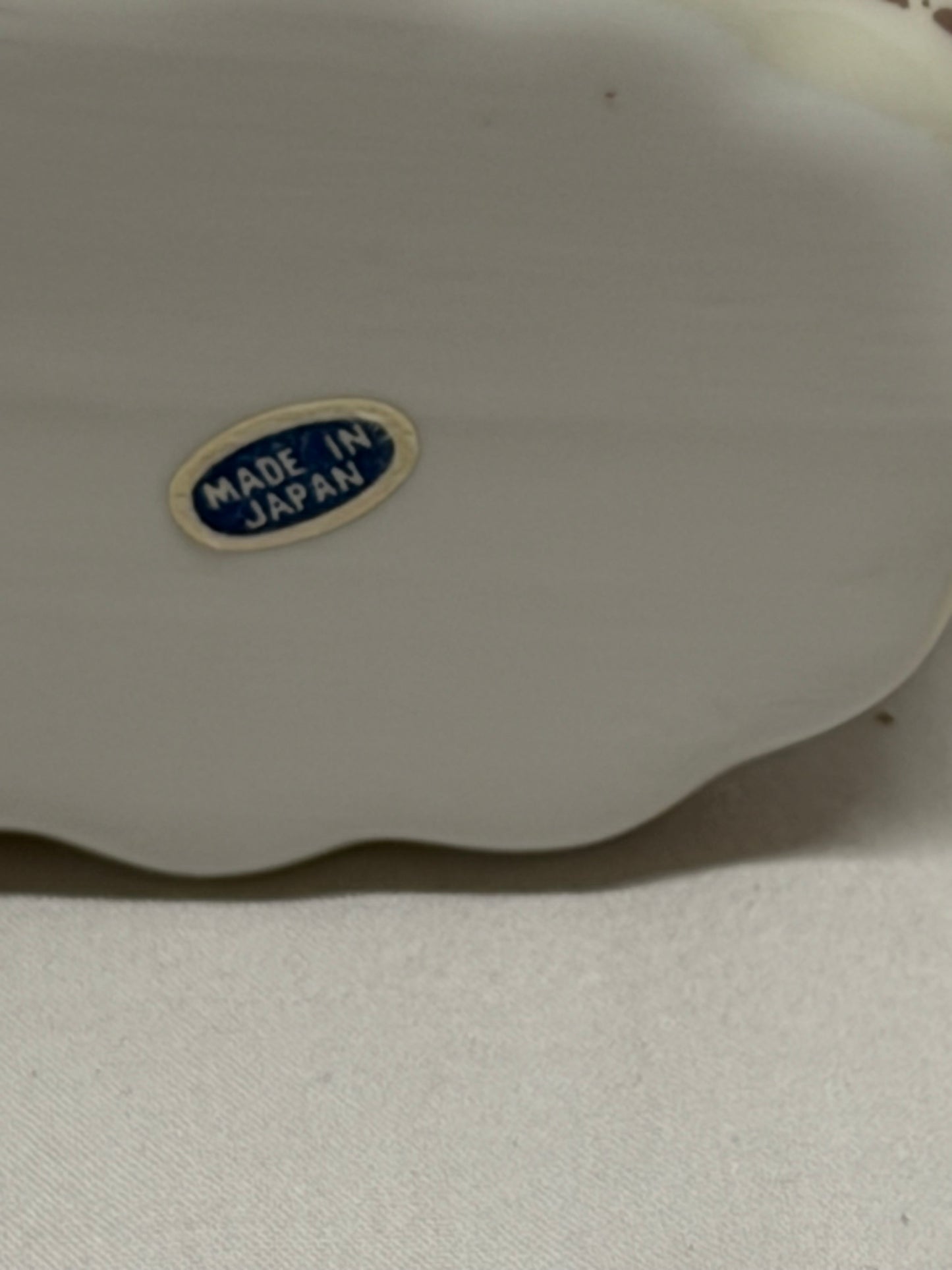 Porcelain Basket Made in Japan Trinket Dish Match Stick Holder