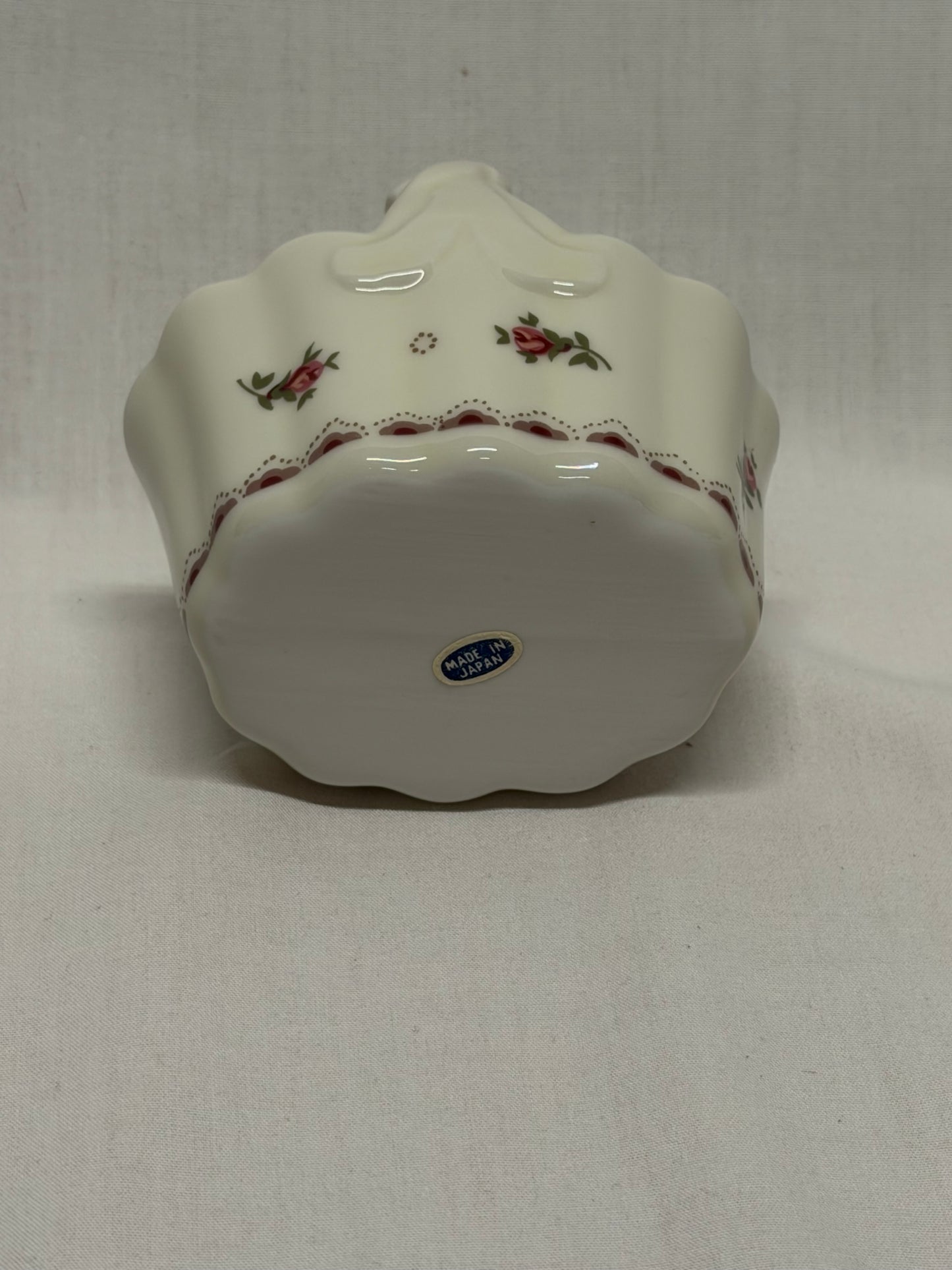 Porcelain Basket Made in Japan Trinket Dish Match Stick Holder