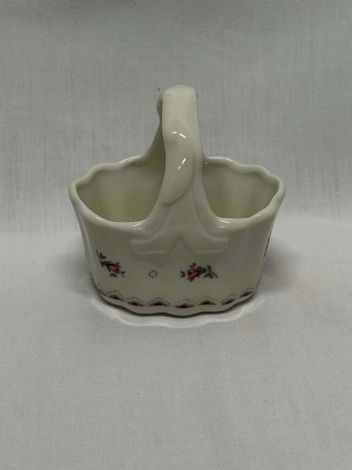 Porcelain Basket Made in Japan Trinket Dish Match Stick Holder