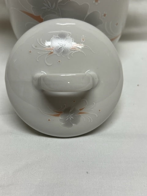 Kahla German Porcelain Coffee Pot White Gray Flowers Coral Leaves