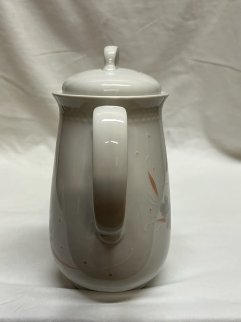 Kahla German Porcelain Coffee Pot White Gray Flowers Coral Leaves