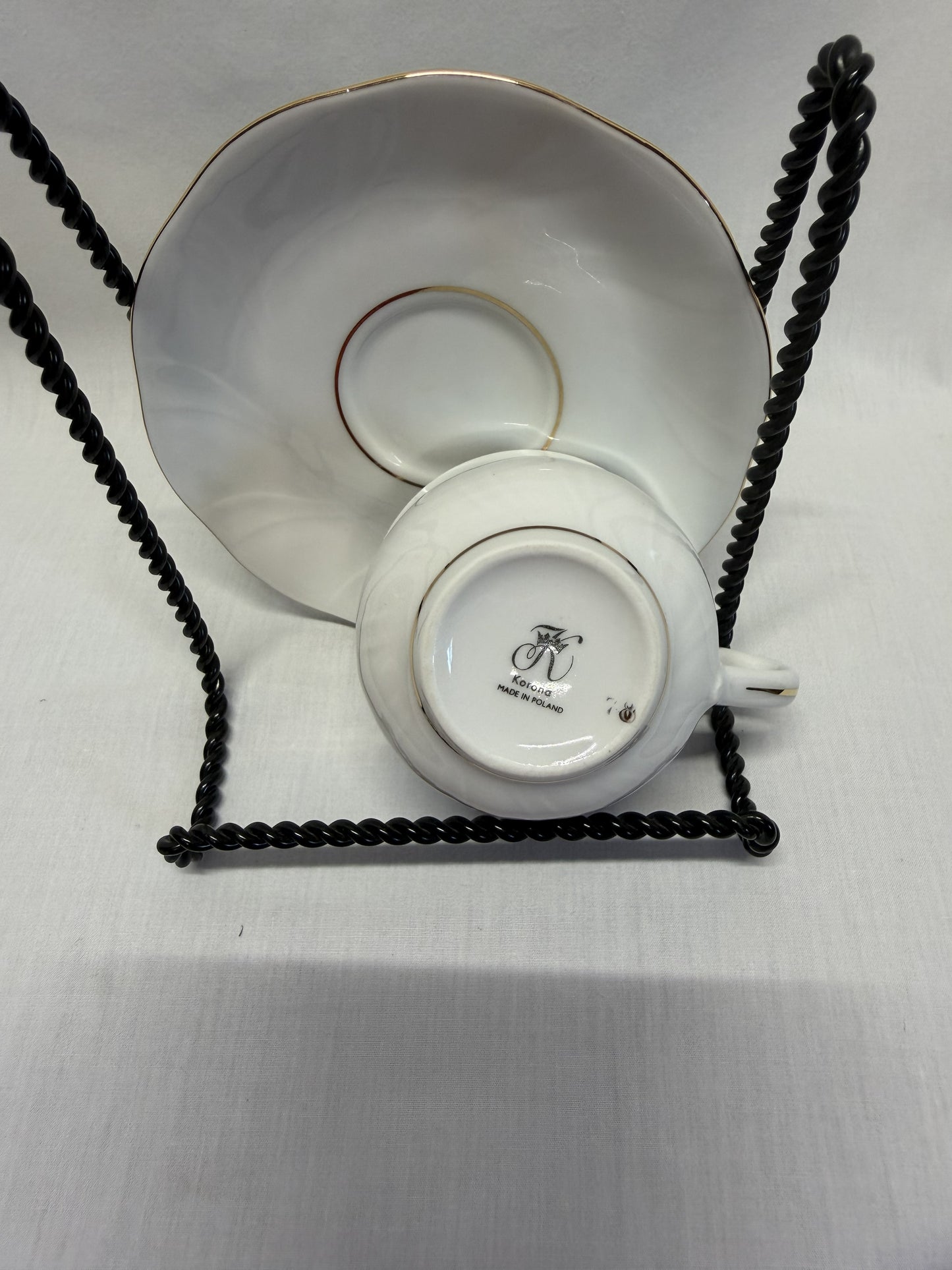 Korona Made in Poland Cup & Saucer White Gold Trim