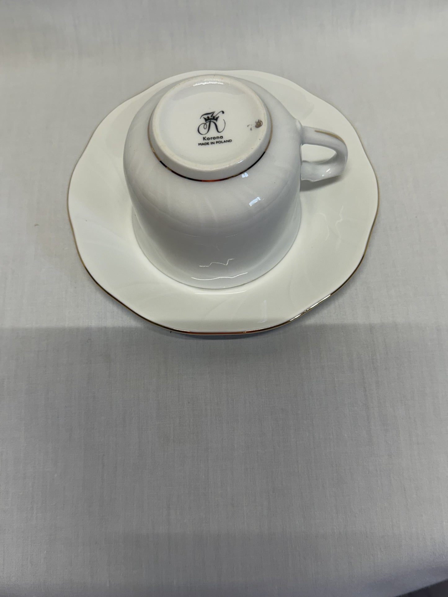 Korona Made in Poland Cup & Saucer White Gold Trim