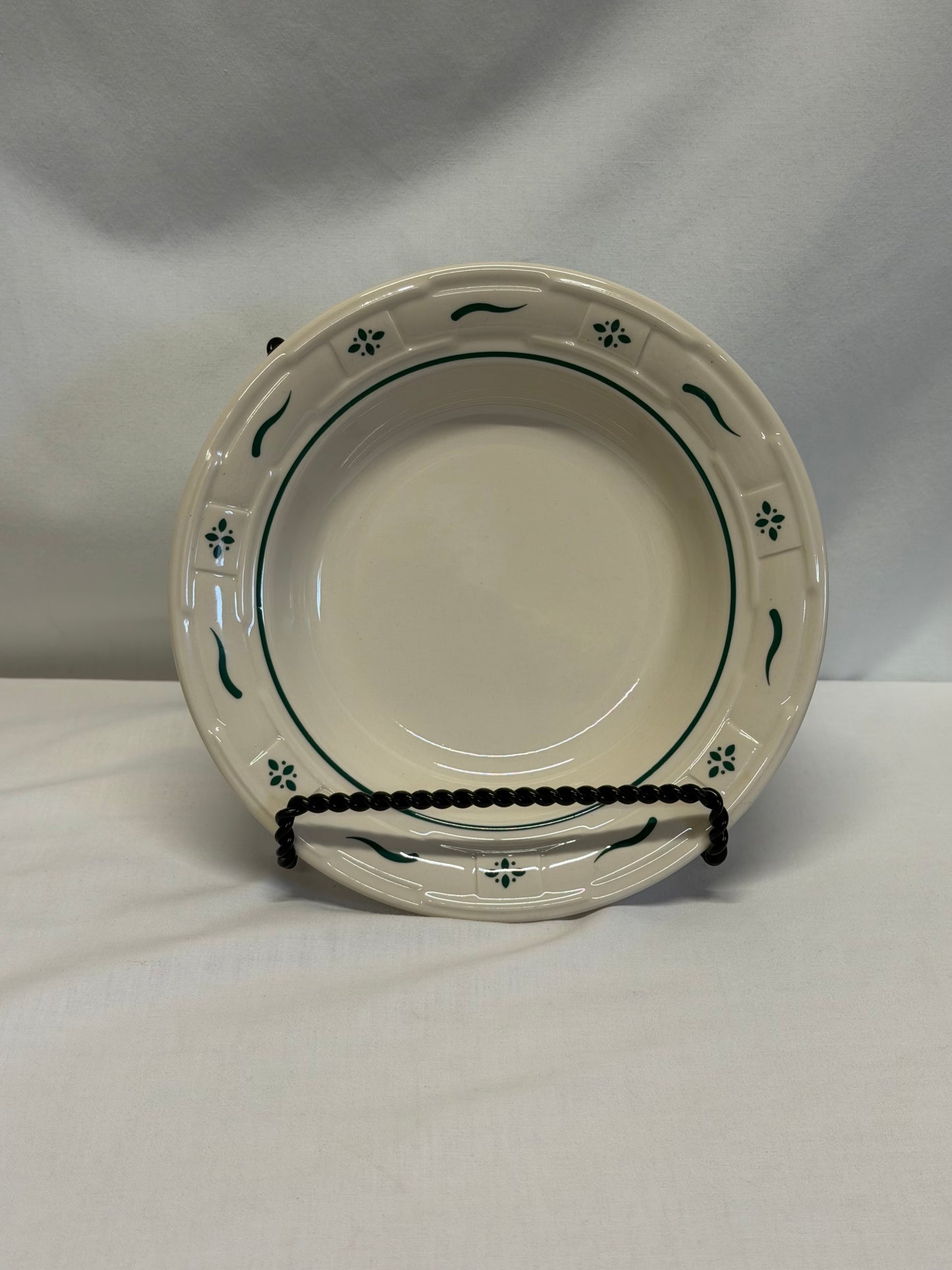Longaberger Woven Traditions Heritage Green Rim Soup Bowl USA 8 1/8"
