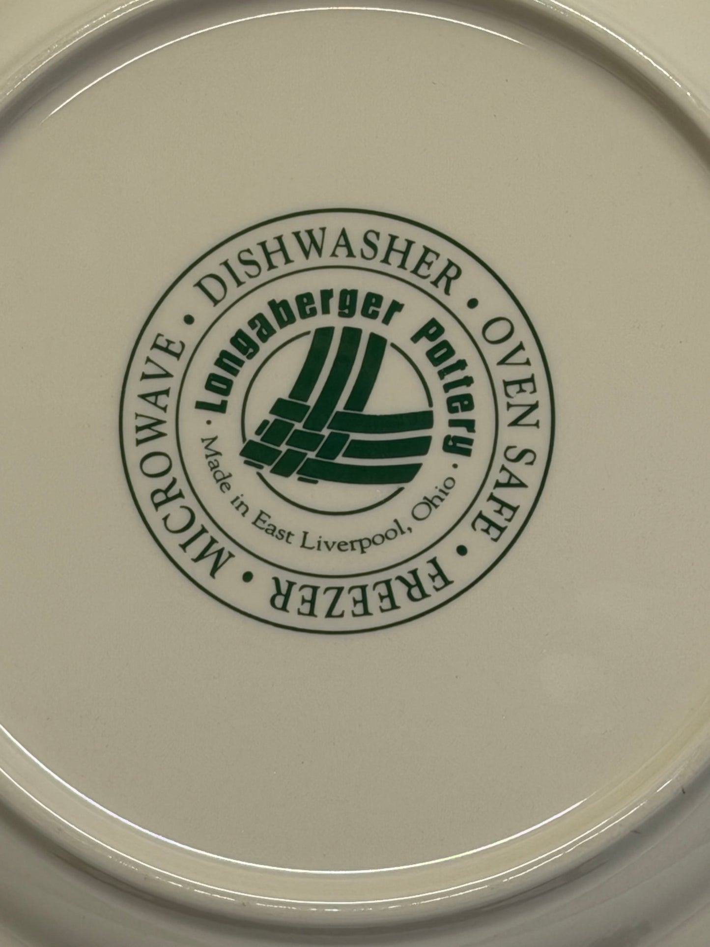 Longaberger Woven Traditions Heritage Green Dinner Plate 10 1/8" USA
