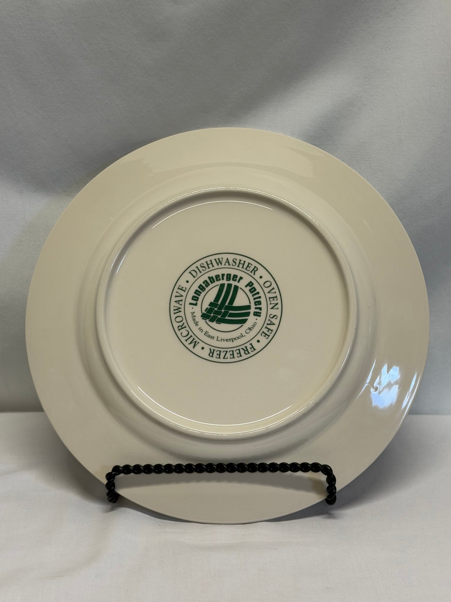 Longaberger Woven Traditions Heritage Green Dinner Plate 10 1/8" USA