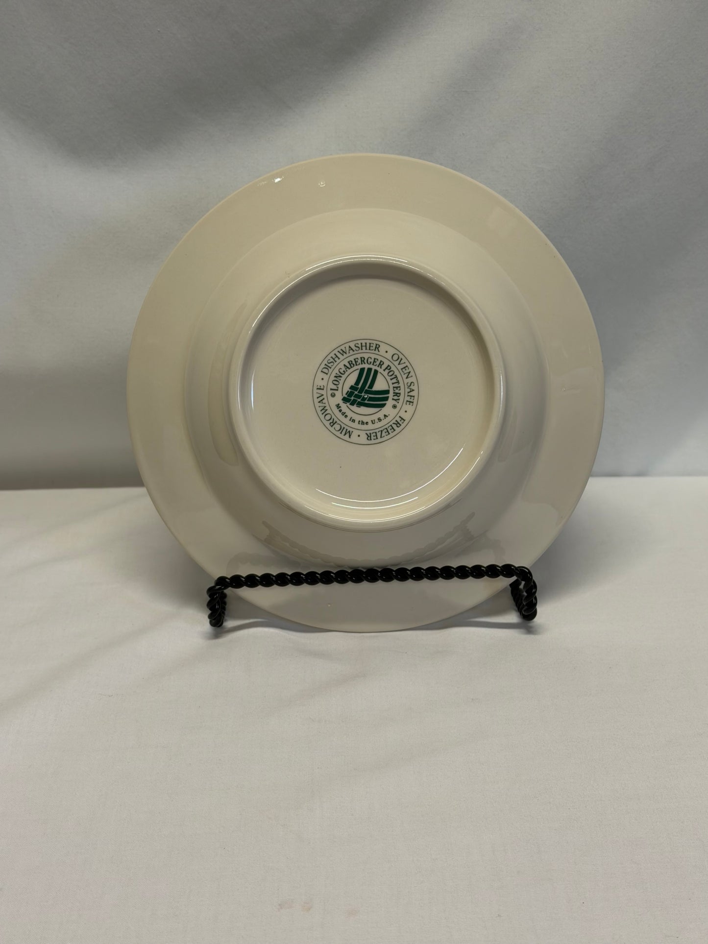 Longaberger Woven Traditions Heritage Green Rim Soup Bowl USA 8 1/8"