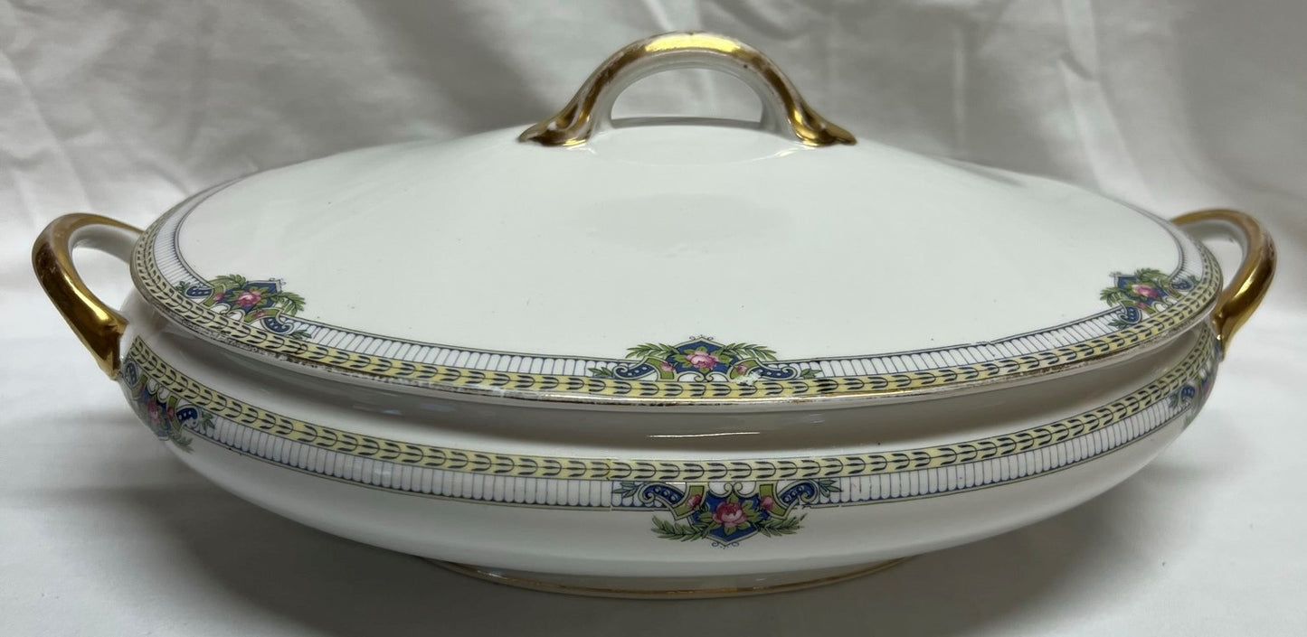 Noritake Montclare Covered Vegetable Bowl Nippon Green M Backstamp Antique