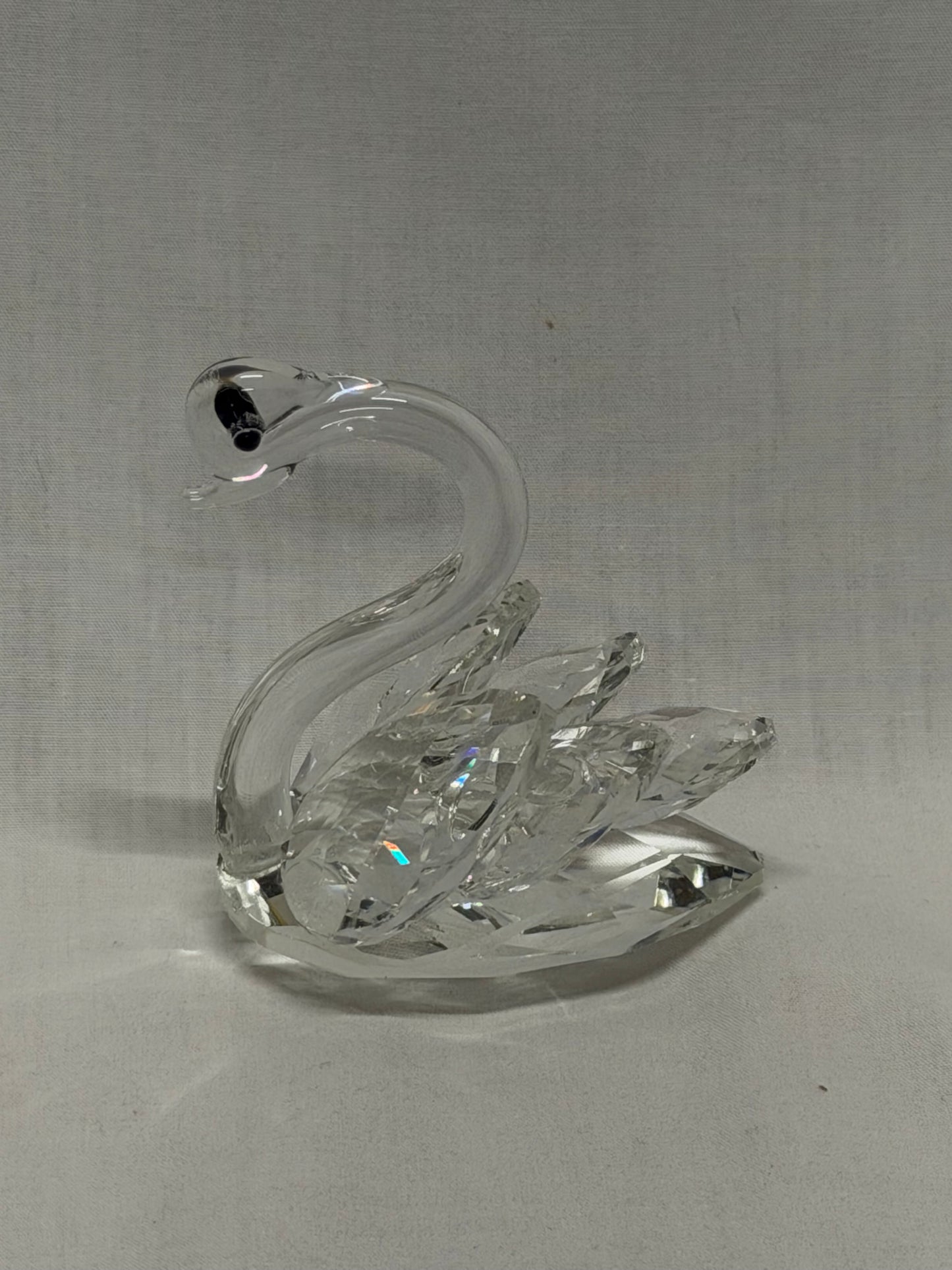 Vintage Prism Crystal Glass Swan Figurine