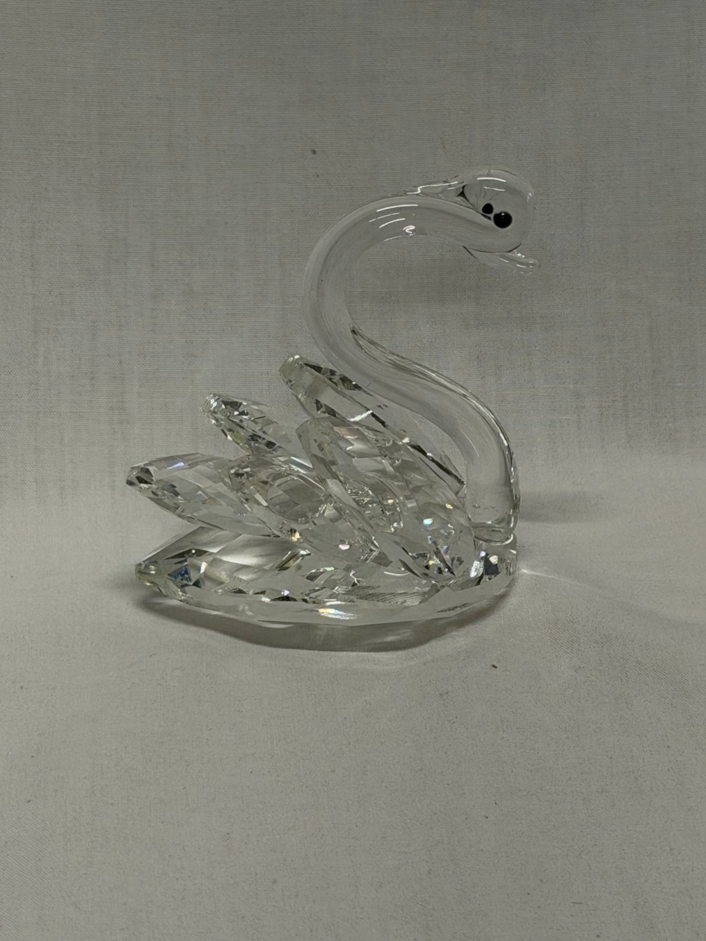 Vintage Prism Crystal Glass Swan Figurine