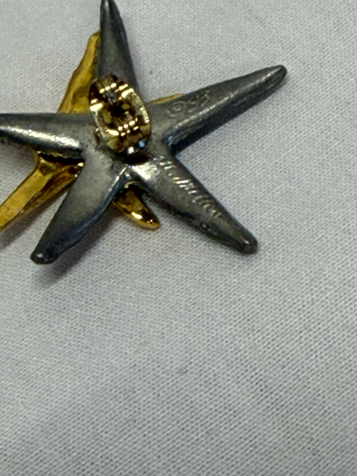 Vintage 1993 Metzke Pewter Starfish Earrings 2 Tone Silver Gold