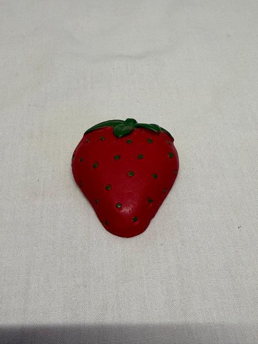 Vintage Hand-Painted Resin Strawberry Brooch Pin Mid-Century