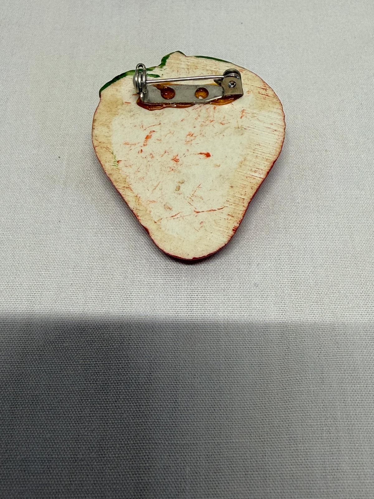 Vintage Hand-Painted Resin Strawberry Brooch Pin Mid-Century